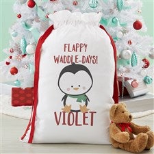 Holly Jolly Characters Personalized Penguin Santa Sack - 27833-P