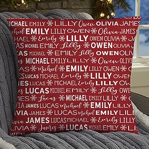 Snowflake Family Personalized Christmas 18-inch Throw Pillow - 27860-L