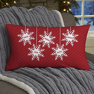 Snowflake Family Personalized Christmas Lumbar Throw Pillow - 27860-LB