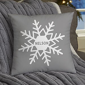Snowflake Family Personalized Christmas 14 Velvet Throw Pillow - 27860-SV