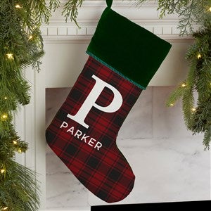 Christmas Plaid Personalized Green Christmas Stockings - 27862-G