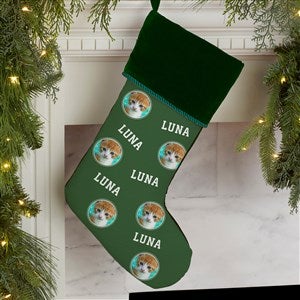 Pet Photo Phrase Personalized Green Christmas Stockings - 27866-G