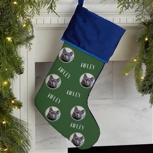 Pet Photo Phrase Personalized Blue Christmas Stockings - 27866-BL