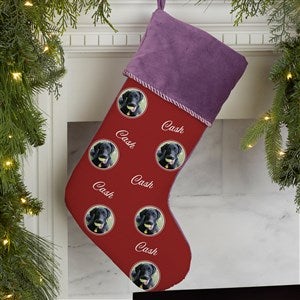 Pet Photo Phrase Personalized Purple Christmas Stockings - 27866-P