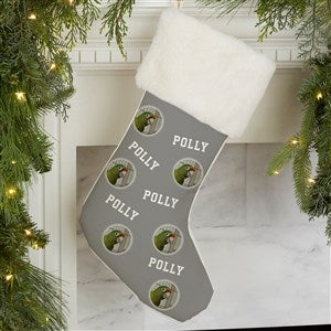 Pet Photo Phrase Personalized Ivory Faux Fur Christmas Stockings - 27866-IF