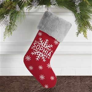 Snowflake Family Personalized Grey Faux Fur Christmas Stockings - 27867-GF