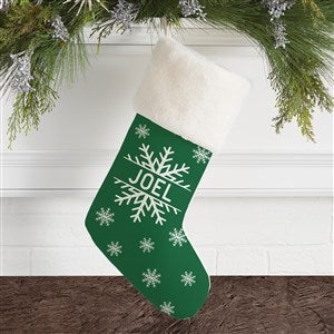 Snowflake Family Personalized Ivory Faux Fur Christmas Stockings - 27867-IF