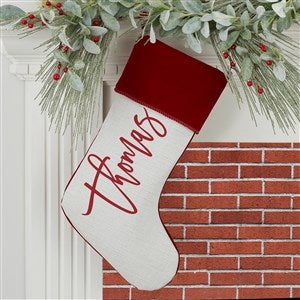 Scripty Name Personalized Burgundy Christmas Stockings - 27868-B