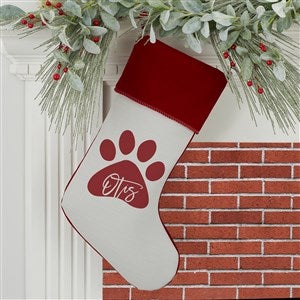 Pet Paw Personalized Burgundy Christmas Stocking - 27872-B