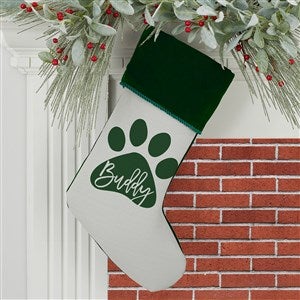 Pet Paw Personalized Green Christmas Stocking - 27872-G