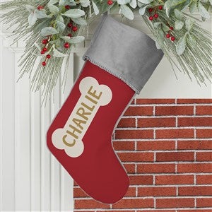 Dog Bone Personalized Grey Christmas Stocking - 27876-GR