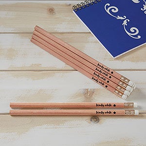 Name & Icon Natural Cedar Wood Personalized Pencil Set of 12 - 27883