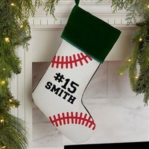 Baseball Personalized Green Christmas Stocking - 27886-G