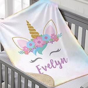 Unicorn Personalized 30x40 Baby Sherpa Blanket - 27916-SB