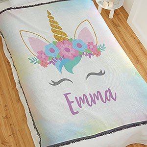 Unicorn Personalized 56x60 Woven Throw - 27916-A