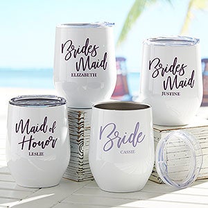 Classic Elegance Bridesmaid Personalized Stainless Insulated Wine Cup - 28008