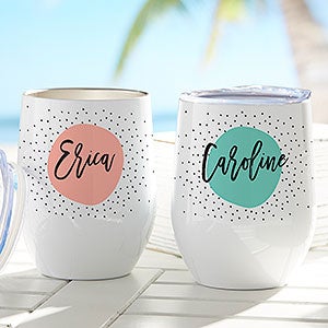Modern Polka Dot Personalized Stainless Insulated Wine Cup - 28013