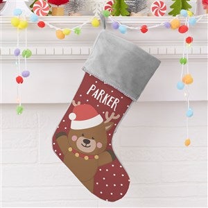 Holly Jolly Reindeer Personalized Grey Christmas Stockings - 28056-GR