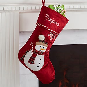 Candy Cane Snowman Personalized Christmas Stocking - 28066-SM