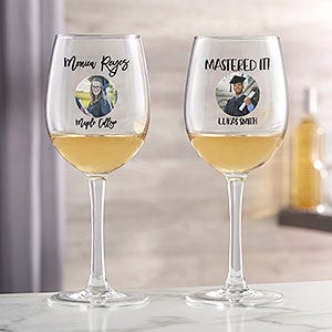 Photo Message For Graduation Personalized White Wine Glass - 28097-W