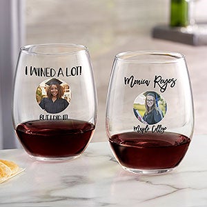 Photo Message For Graduation Personalized Stemless Wine Glass - 28097-S