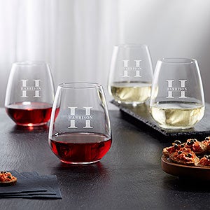 Personalised Set of 2 Red & White Wine Glass Custom Engraved