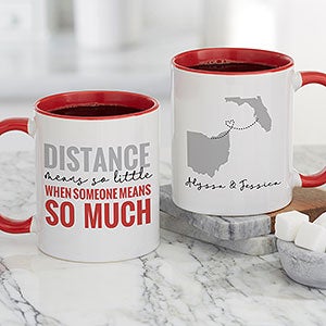 Love Knows No Distance Personalized Coffee Mug 11 oz.- Red - 28157-R