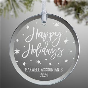 Holiday Greetings Personalized Glass Corporate Ornament - 28232