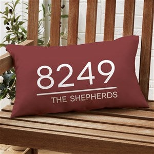 Home Address Personalized Lumbar Outdoor Throw Pillow- 12” x 22” - 28234-LB