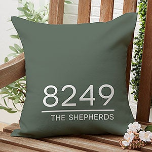 Home Address Personalized Outdoor Throw Pillow- 16”x 16” - 28234