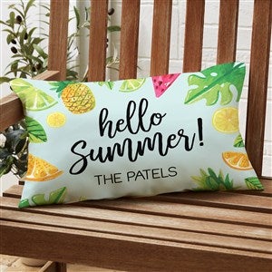 Tropical Fruit Personalized Lumbar Outdoor Throw Pillow- 12” x 22” - 28236-LB