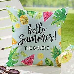 Tropical Fruit Personalized Outdoor Throw Pillow- 16”x 16” - 28236