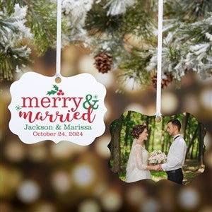 Merry  Married Personalized Photo 2-Sided Ornament - 28263