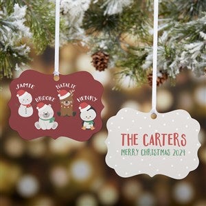 Holly Jolly Family Personalized 2-Sided Ornament - 28265