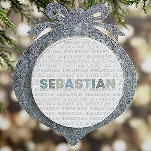 Delicate Name Galvanized Baby Christmas Ornament- Blues - 28268-B