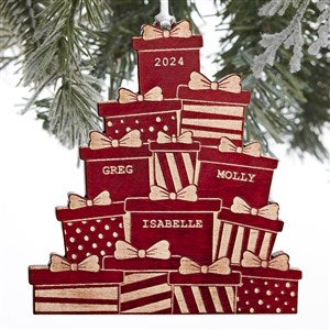 Christmas Presents Personalized Red Maple Wood Ornament - 28323-R