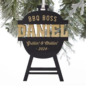 BBQ Boss Grill Engraved Wood Ornament- Black Stain - 28331-BLK