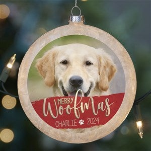 Merry Woofmas Lightable Frosted Glass Dog Photo Ornament - 28345-D