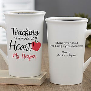 Inspiring Teacher Personalized Latte Mug 16 oz.- White - 28381-U