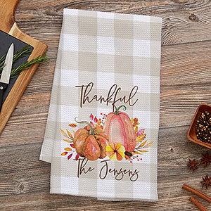 Autumn Watercolors Personalized Waffle Weave Kitchen Towel - 28385