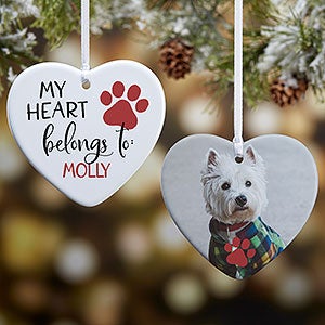 My Heart Belongs To Personalized Pet Heart Ornament - 2 Sided Glossy - 28386-2