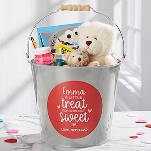 A Little Treat for Someone Sweet Personalized Large Metal Bucket- Silver - 28406-SL