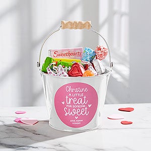 A Little Treat for Someone Sweet Personalized Mini Metal Bucket- White - 28406