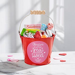 A Little Treat for Someone Sweet Personalized Mini Metal Bucket- Red - 28406-R