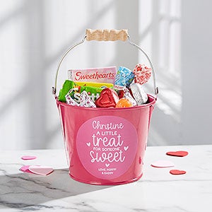 A Little Treat for Someone Sweet Personalized Mini Metal Bucket- Pink - 28406-P