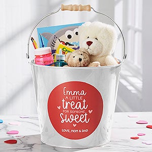 A Little Treat for Someone Sweet Personalized Large Metal Bucket- White - 28406-L