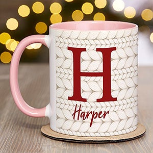 Christmas Sweater Monogram Personalized Coffee Mug 11 oz.- Pink - 28440-P