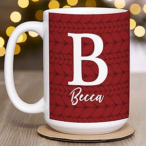 Christmas Sweater Monogram Personalized Coffee Mug 15 oz.- White - 28440-L