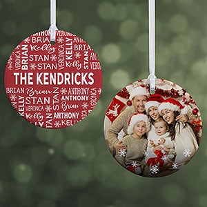 Red  White Family Christmas Personalized Ornament- 2.85 Glossy - 2 Sided - 28444-2S