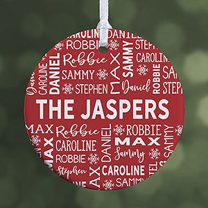 Red & White Family Christmas Personalized Ornament - 1 Sided Glossy - 28444-1S